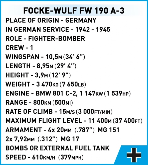 Zestaw klocków Historyczna Kolekcja WWII Focke-Wulf FW 190 A-3 382 klocków