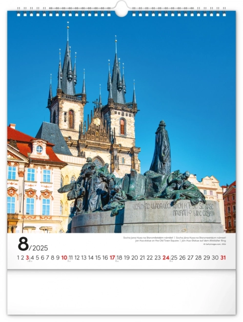 Kalendarz ścienny Praga 2025, 30 × 34 cm