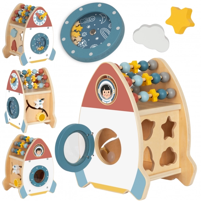 Drewniana rakieta dla dzieci z aktywnościami TOOKY TOY