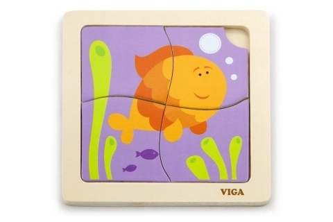 VIGA Drewniane puzzle Rybka 4 części
