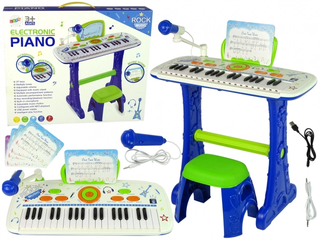 Elektryczna klawiatura fortepianowa dla dzieci Blue USB notes