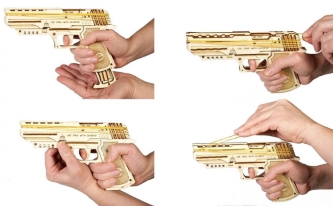 Mechaniczna 3D układanka pistolet UGEARS Wolf-01
