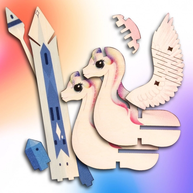 3D drewniane puzzle Jednorożec
