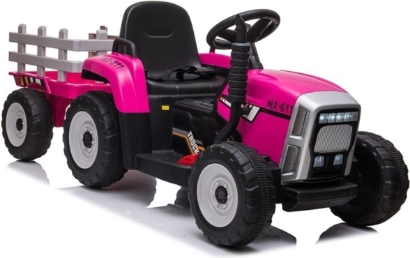 Dziecięcy traktor z przyczepą na akumulator różowy