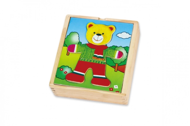 Drewniane puzzle VIGA Ubierz misia
