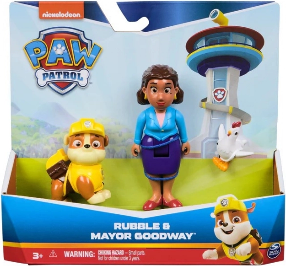 Zestaw figurek PSI PATROL – Rubble i burmistrz Goodway z Chickalettą