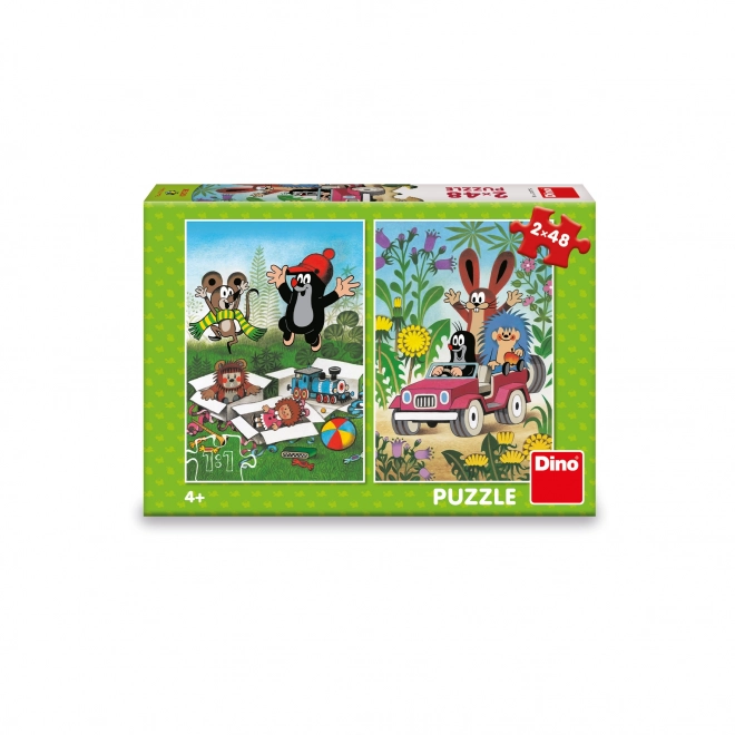 Puzzle 2w1 Krecik się cieszy - 2 x 48 elementów