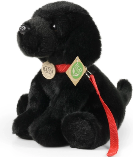 Rappa pluszowy labrador czarny ze smyczą 28 cm eco‑friendly