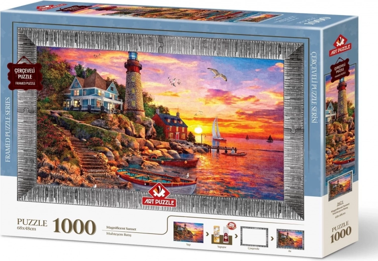 ART PUZZLE Puzzle z ramką i klejem Piękny zachód słońca 1000 elementów