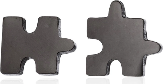 Stalowe kolczyki puzzle – czarne