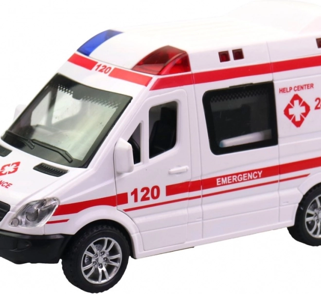 Auto ambulans z światłem i dźwiękiem, 14 cm