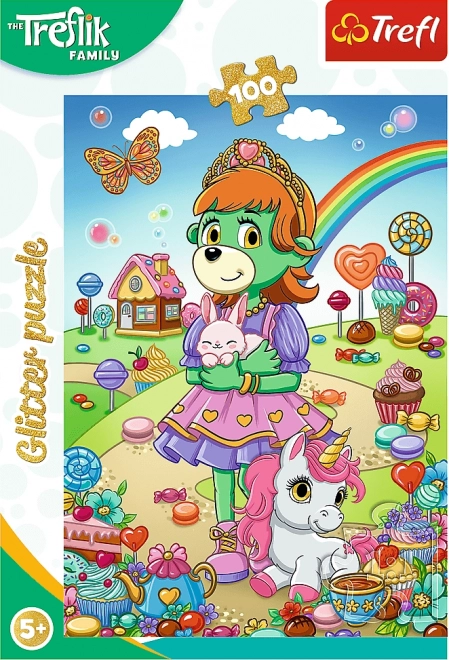Błyszczące puzzle Treflíci: Błyszcząca Treflinka 100 elementów