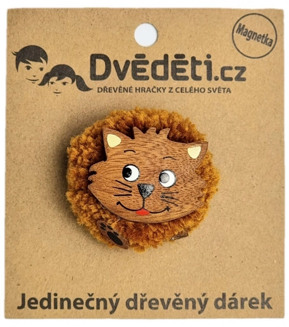 Dvdz19wi19ta Drewniana magnes duży pompon Kot
