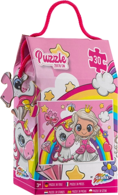 Puzzle 30 elementów księżniczka i jednorożec 29 × 18 cm