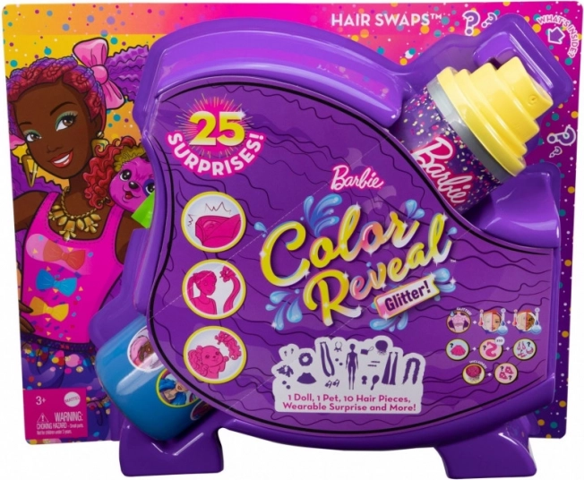 Barbie Color Reveal stylizacja włosów z brokatem – edycja fioletowa