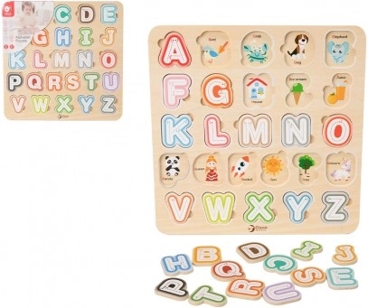 Drewniane puzzle alfabet 30 × 30 cm