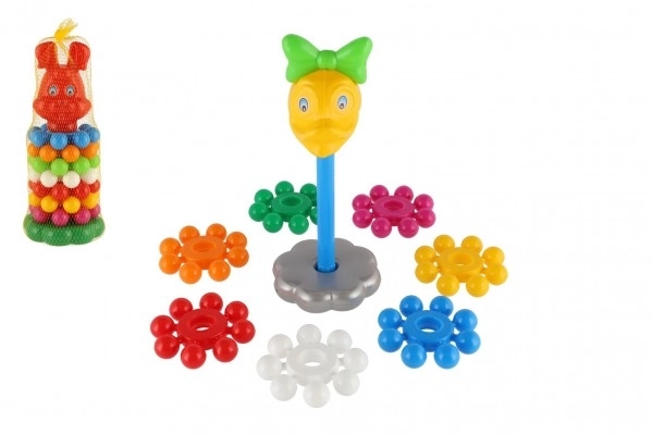 Układanka piramida z pierścieniami plastik 26cm w siatce 12m+