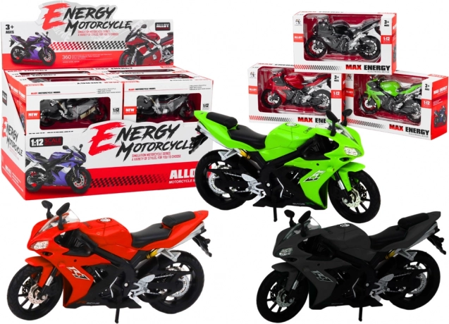 Sportowy motocykl 1:12 – metalowy model ze sterowaniem kierownicą