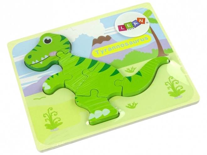 Drewniane puzzle Dinozaur Isanozaur Tyranozaur Zielony