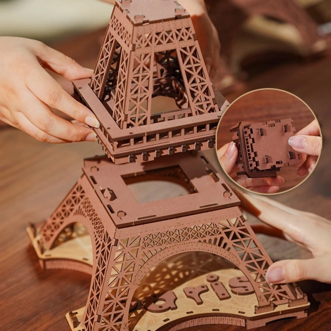 RoboTime 3D Drewniane puzzle Rolife Noc Wieży Eiffla świecące