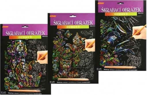Tęczowy obrazek do wydrapywania Psy 20x25 cm