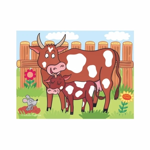 Klocki kubus zwierzęta domowe drewno 12 sztuk w pudełku 21x18x4cm