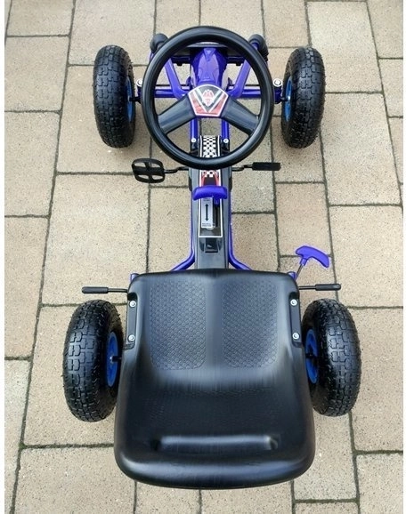 Pedałowy gokart powietrzny + Nadmuchiwane opony + Regulowane siedzenie – Niebieska