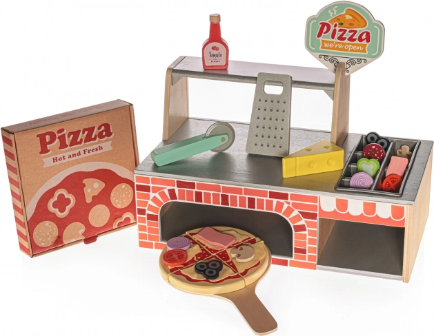 Drewniany zestaw Pizzeria dla dzieci