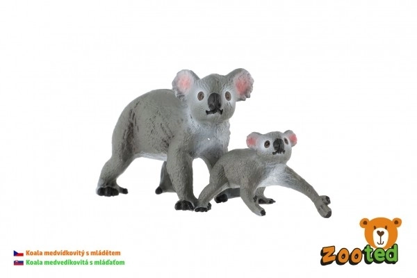 Koala niedźwiedzia 2 sztuki samica z młodym plast zooted 4-6cm w woreczku