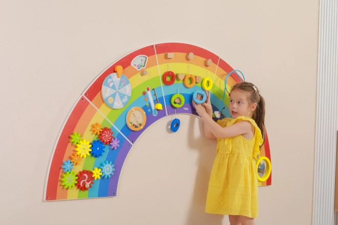 Drewniany panel ścienny montessori - tęcza