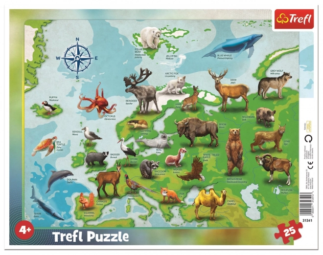 TREFL Puzzle Mapa Europy ze zwierzątkami 25 elementów