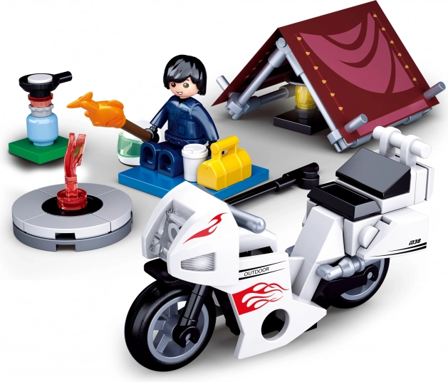 Sluban Town motocyklista na kempingu zestaw konstrukcyjny