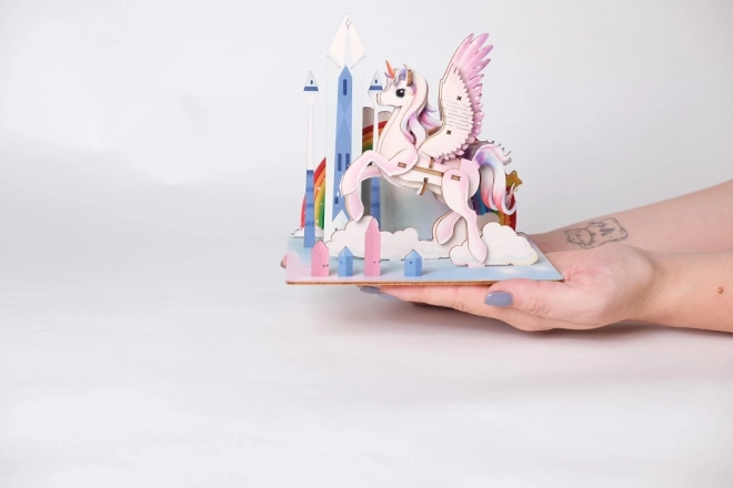 3D drewniane puzzle Jednorożec