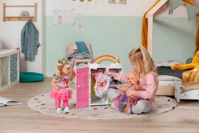 Tęczowa szafa na ubranka dla lalek BABY born