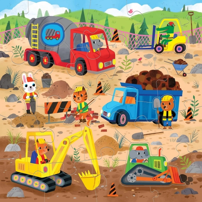 Mudpuppy Podłogowe puzzle auta na budowie 25 elementów