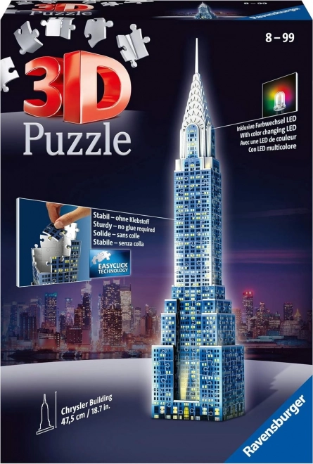 RAVENSBURGER Świecąca 3D puzzle Nocna edycja Chrysler Building 216 elementów
