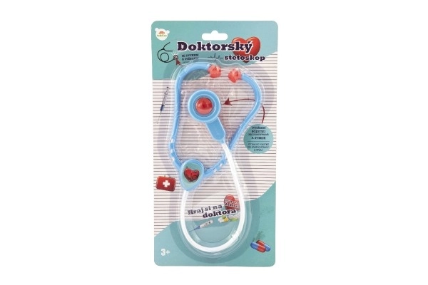 Doktor/lekarz stetoskop plastikowy 53cm na baterie ze światłem i dźwiękiem na karcie 17x34x3cm