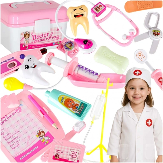 Kuferek pełen akcesoriów dla lekarza i dentysty