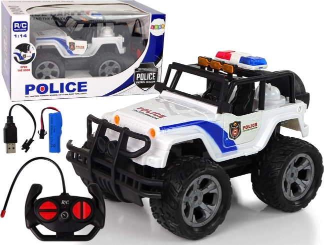 Zabawkowy policyjny jeep R/C z efektami