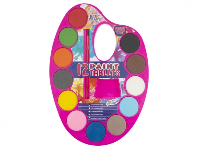 Grafix paleta z farbami wodnymi 12 szt. żółta