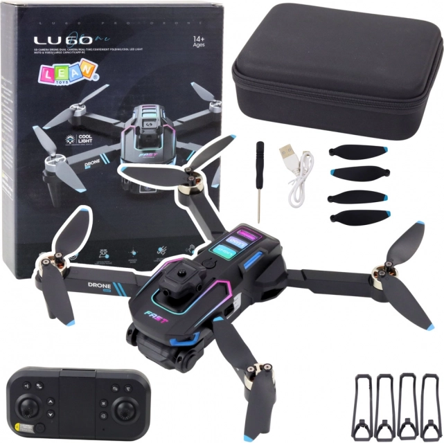 Dron LU60 z podwójną kamerą HD i światłami LED czarny