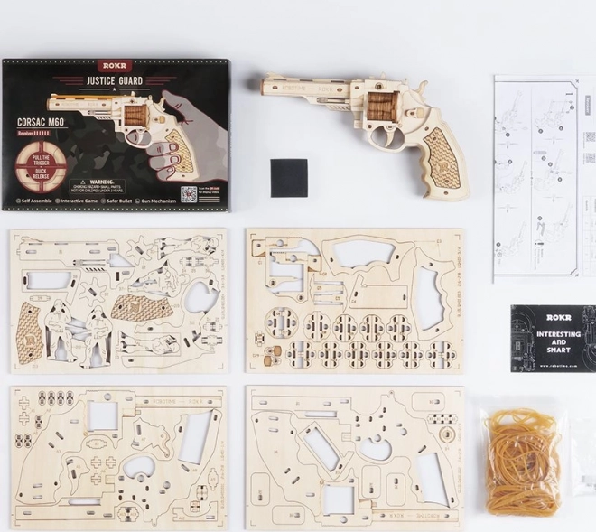 RoboTime 3D drewniane mechaniczne puzzle Rewolwer Corsac