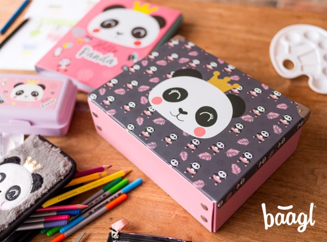 BAAGL Szkatułka szkolna Panda z okuciami
