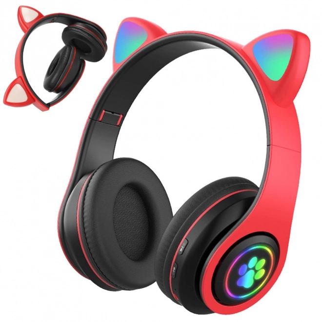 Bezprzewodowe słuchawki Bluetooth radio fm mp3 kocie uszy LED podświetlenie