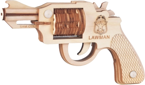 Woodcraft drewniane puzzle 3D rewolwer na gumki Colt