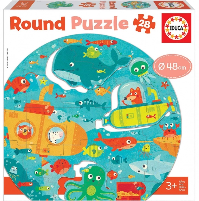 Educa okrągłe puzzle Głębie oceanu 28 elementów