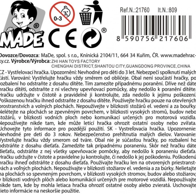 Wyrzutnia wirujących skrzydełek dla dzieci, 26 cm