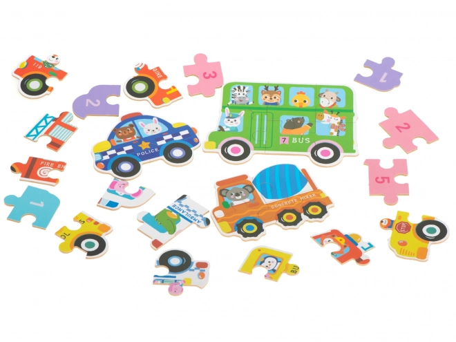 Puzzle w metalowej puszce - samochodziki