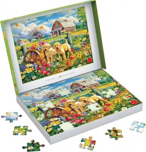 Puzzle EUROGRAPHICS Connecting Pieces szczenięta wiosną 48 elementów