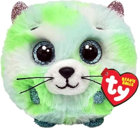 Pluszowa zabawka TY Beanie Balls kot zielony